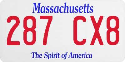 MA license plate 287CX8