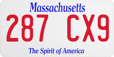 MA license plate 287CX9