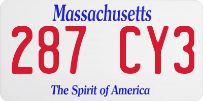 MA license plate 287CY3