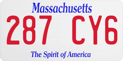 MA license plate 287CY6