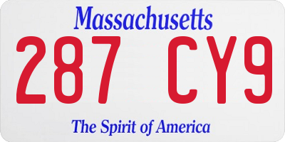 MA license plate 287CY9