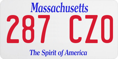 MA license plate 287CZ0