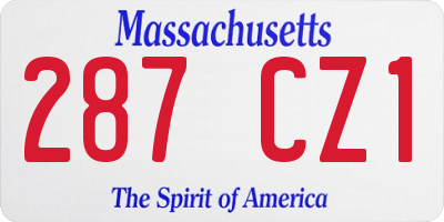 MA license plate 287CZ1