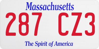 MA license plate 287CZ3