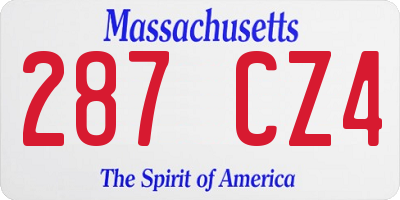 MA license plate 287CZ4