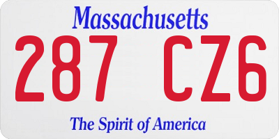 MA license plate 287CZ6