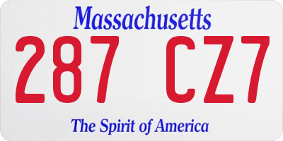 MA license plate 287CZ7