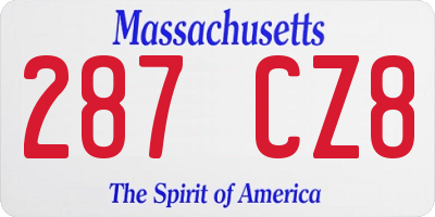 MA license plate 287CZ8