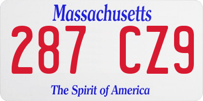 MA license plate 287CZ9