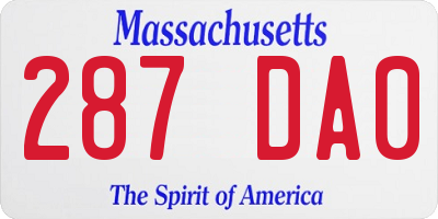 MA license plate 287DA0