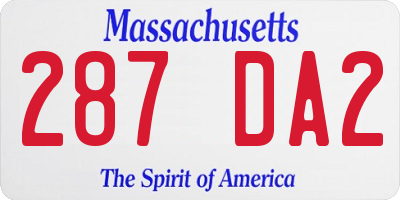 MA license plate 287DA2
