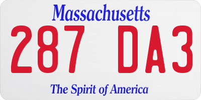 MA license plate 287DA3