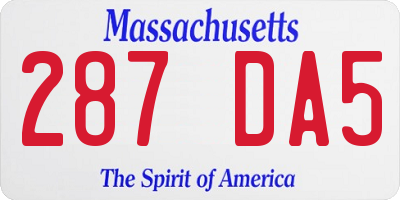 MA license plate 287DA5