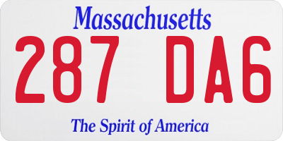 MA license plate 287DA6