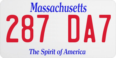 MA license plate 287DA7