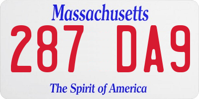 MA license plate 287DA9