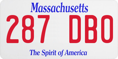 MA license plate 287DB0