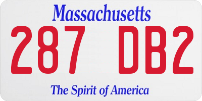 MA license plate 287DB2