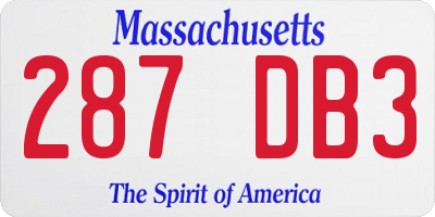 MA license plate 287DB3