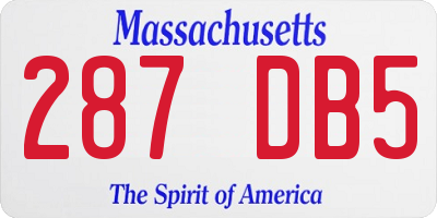 MA license plate 287DB5