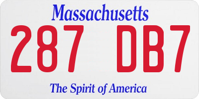 MA license plate 287DB7