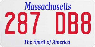 MA license plate 287DB8