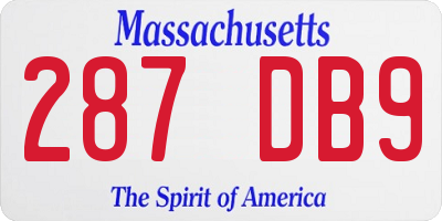 MA license plate 287DB9