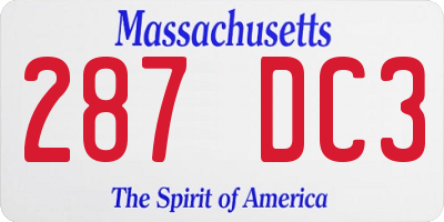 MA license plate 287DC3
