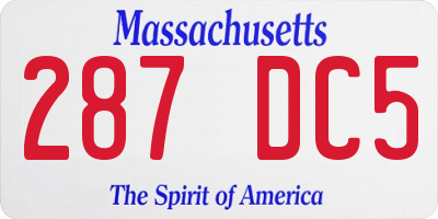 MA license plate 287DC5