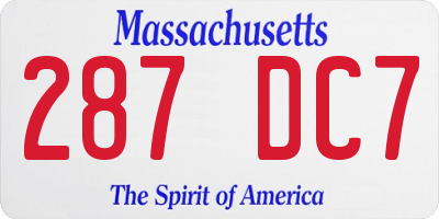MA license plate 287DC7