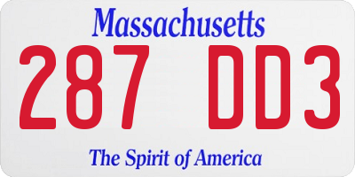 MA license plate 287DD3