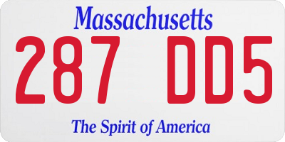 MA license plate 287DD5