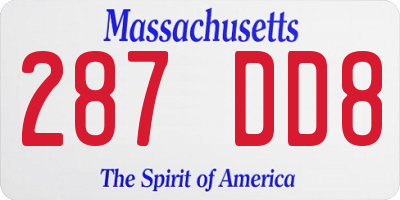 MA license plate 287DD8