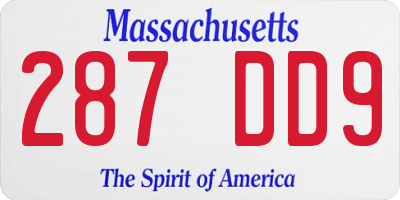 MA license plate 287DD9