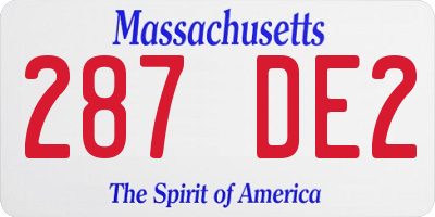MA license plate 287DE2
