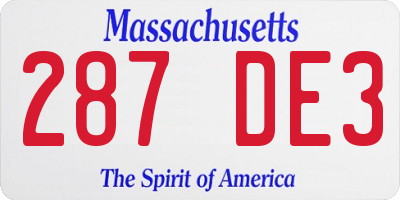 MA license plate 287DE3