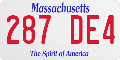 MA license plate 287DE4