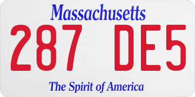 MA license plate 287DE5
