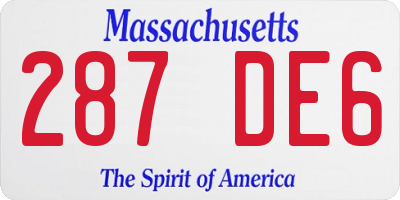 MA license plate 287DE6