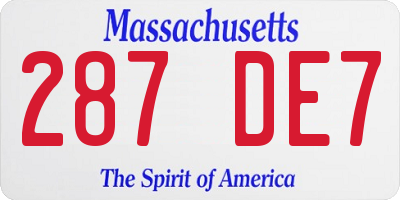 MA license plate 287DE7