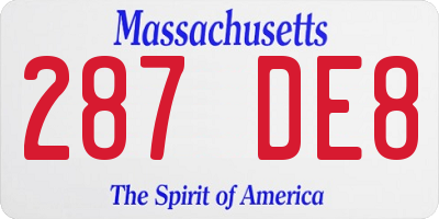 MA license plate 287DE8