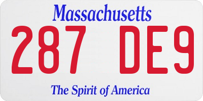 MA license plate 287DE9