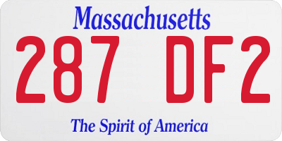 MA license plate 287DF2