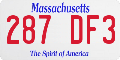 MA license plate 287DF3
