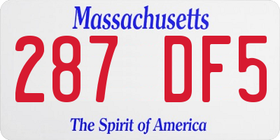 MA license plate 287DF5