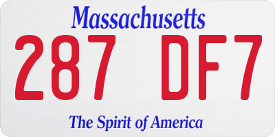 MA license plate 287DF7