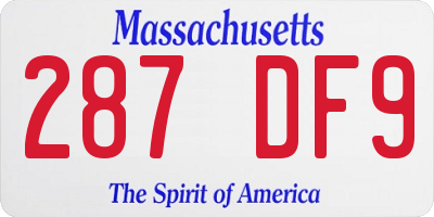 MA license plate 287DF9