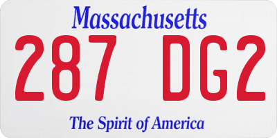 MA license plate 287DG2