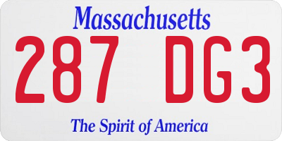 MA license plate 287DG3
