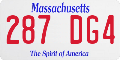MA license plate 287DG4